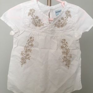 🎉 2 for $14 || Old Navy Girls Top, White/Gold